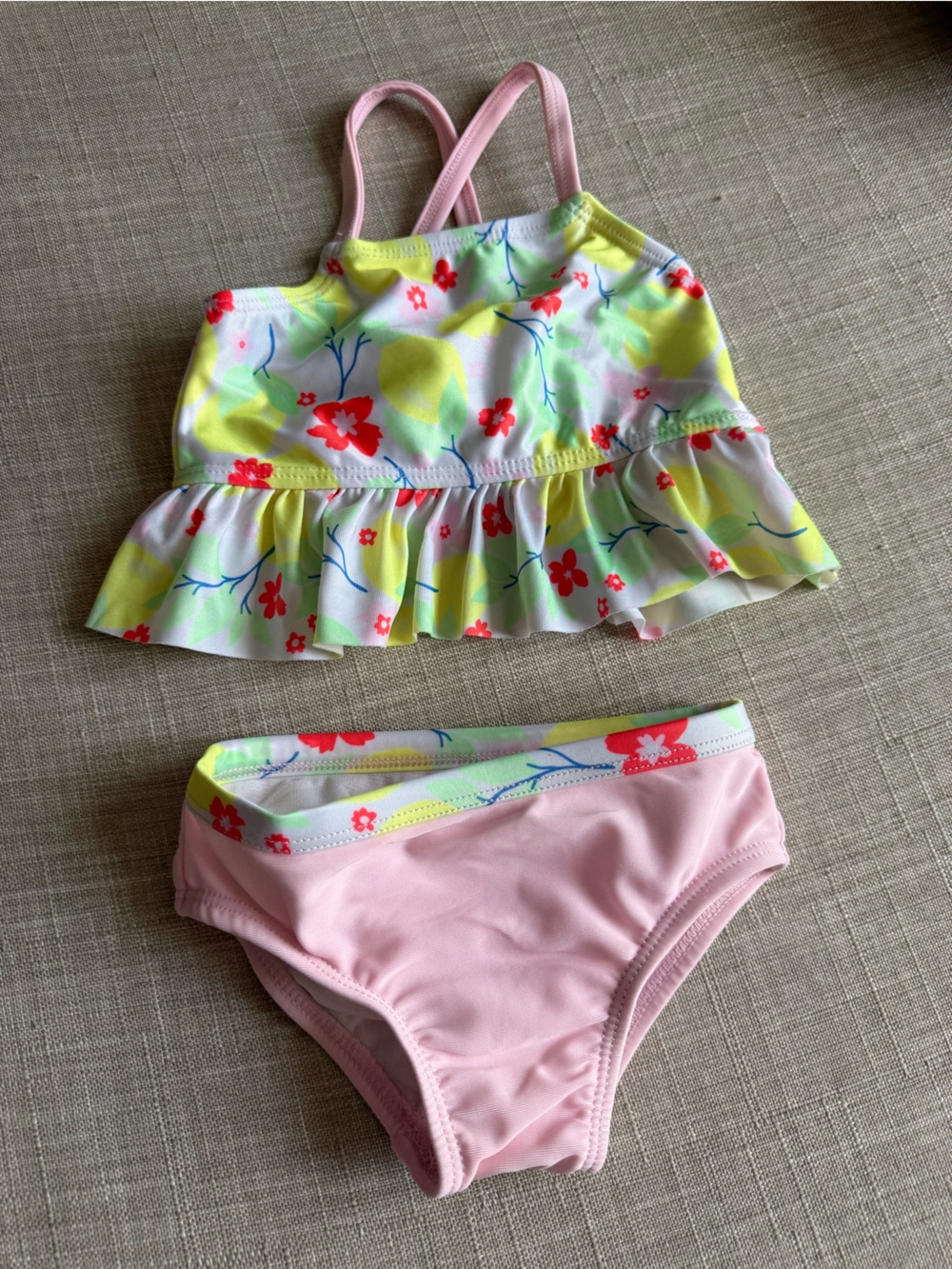 wonder nation White and Pink Floral Bikini Set